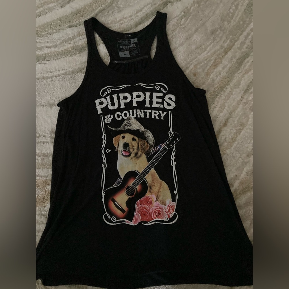 Puppies & Country Black Muscle Tee
